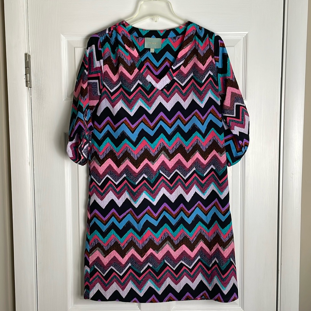 Skies are Blue Chevron Shift Dress - Small - NWOT